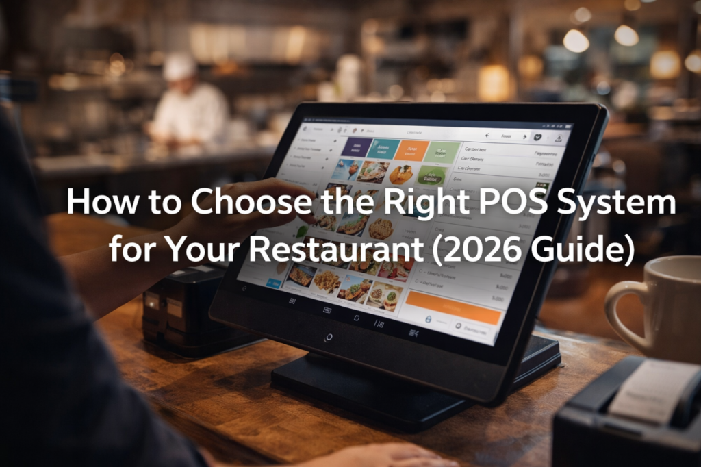 restaurant POS system touchscreen ordering interface in modern restaurant 2026